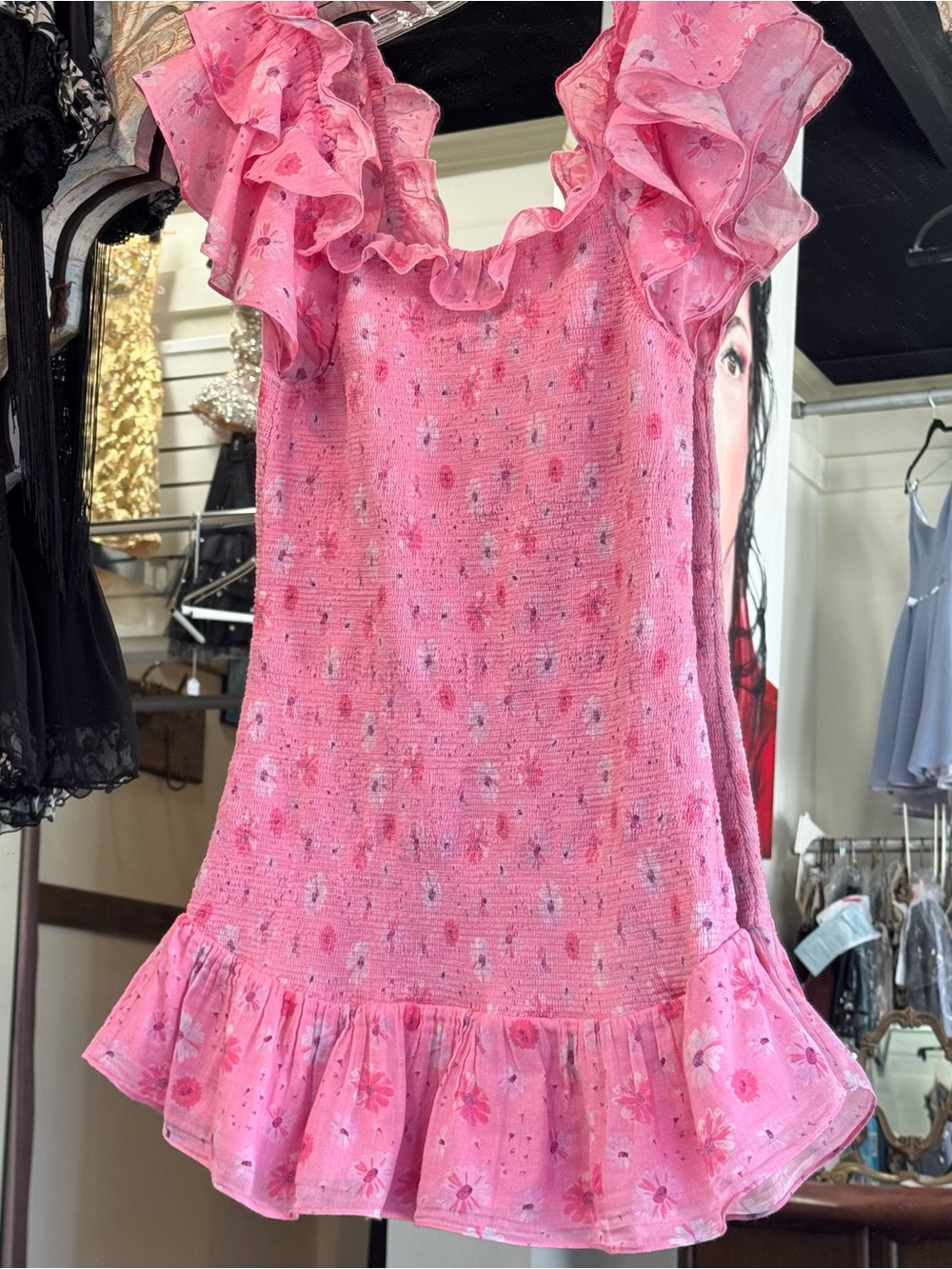 LoveShackFancy Pink Floral Mini Dress - Picture 6 of 16